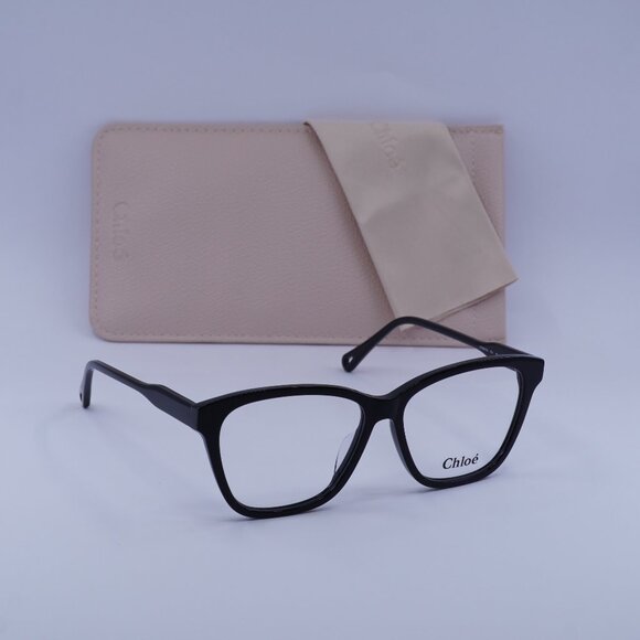 Chloe CH0084OA 001 Square Eyeglasses 55mm - Shiny Black - Picture 1 of 9